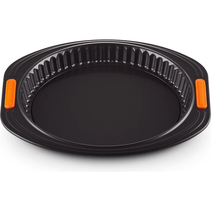 Le Creuset Quiche- und Obstkuchenform, Backform mit praktischen Hebeboden und Antihaftbeschichtung, Schwarz