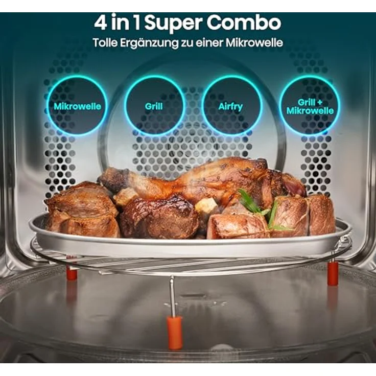 Hisense H23MOBS5HC, Mikrowelle mit Grill und Heißluft, 23 l, 900 W, Schwarz, Touch-Bedienung, 6 Automatikprogramme – Bild 9