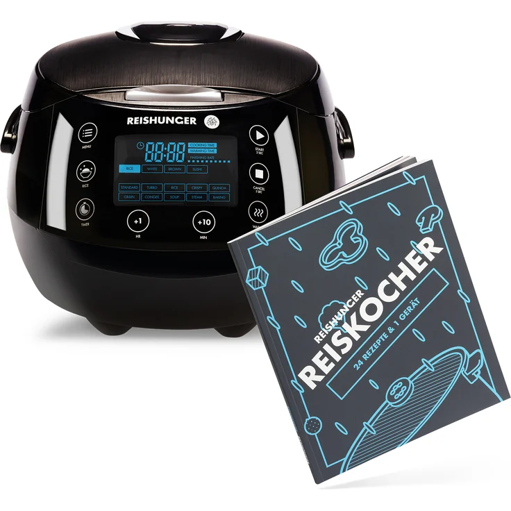 Reishunger Digitaler Reiskocher 1,5l, 7-Phasen-Kochtechnologie, inkl. Kochbuch und Dämpf-Einsatz