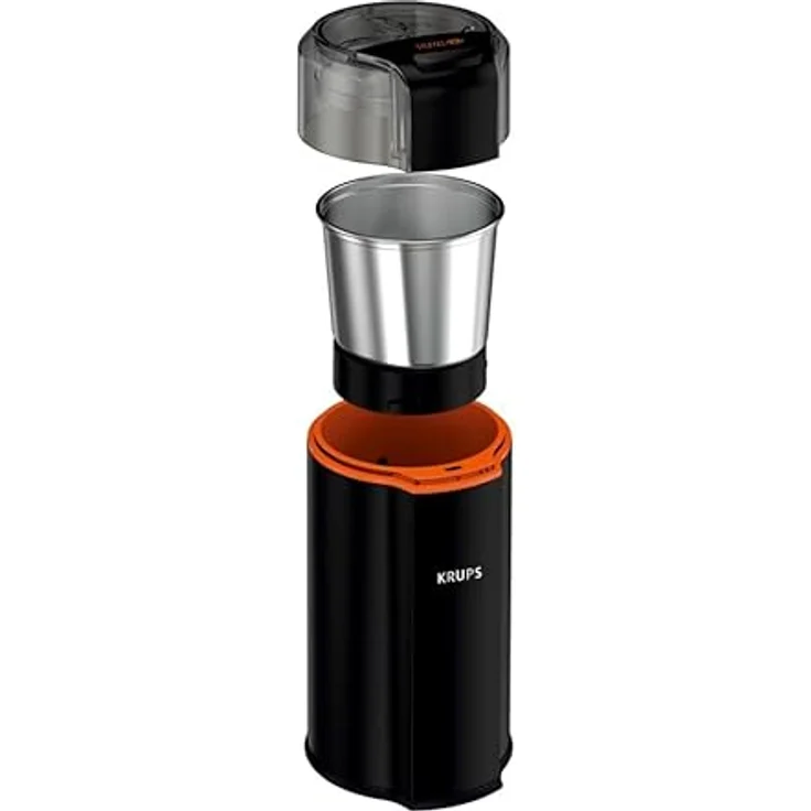 Krups GX3328 Silent Vortex Elektrische Kaffee- und Gewürzmühle | 3-in-1 Mahlwerk für Kaffeebohnen, Gewürze, Kräuter | superleise | spülmaschinenfest | herausnehmbare Mahlschüssel + Deckel | Schwarz – Bild 3