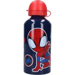 Spiderman Trinkflasche, Aluminium 500 ml mit praktischem Verschluss, blau