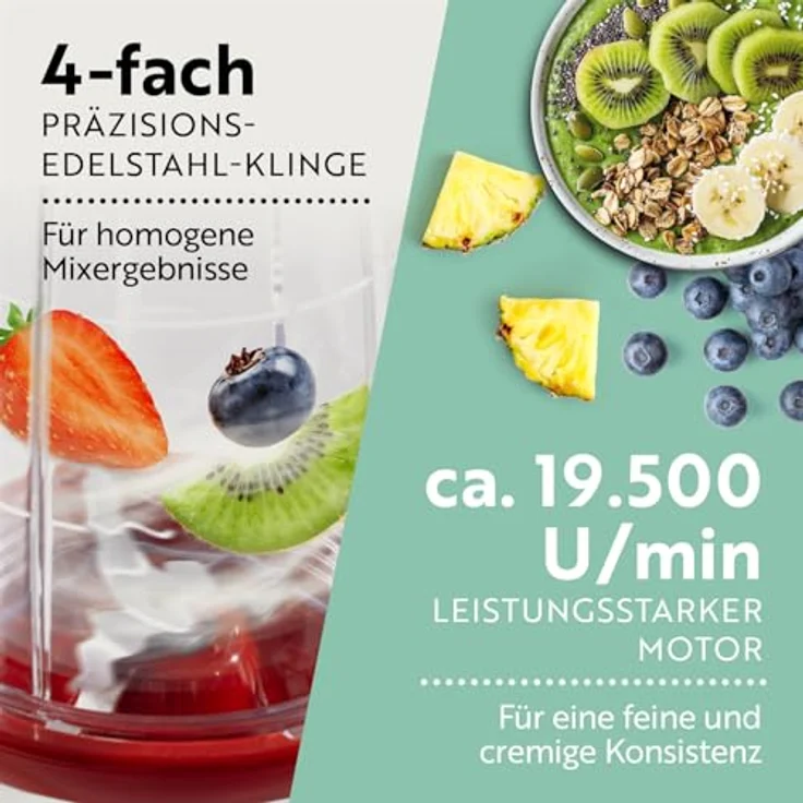Gourmetmaxx Mr. Magic Smoothiemaker, 250 W, 0,5L Mixbehälter, inkl. Deckel - Preisvergleich – Bild 4