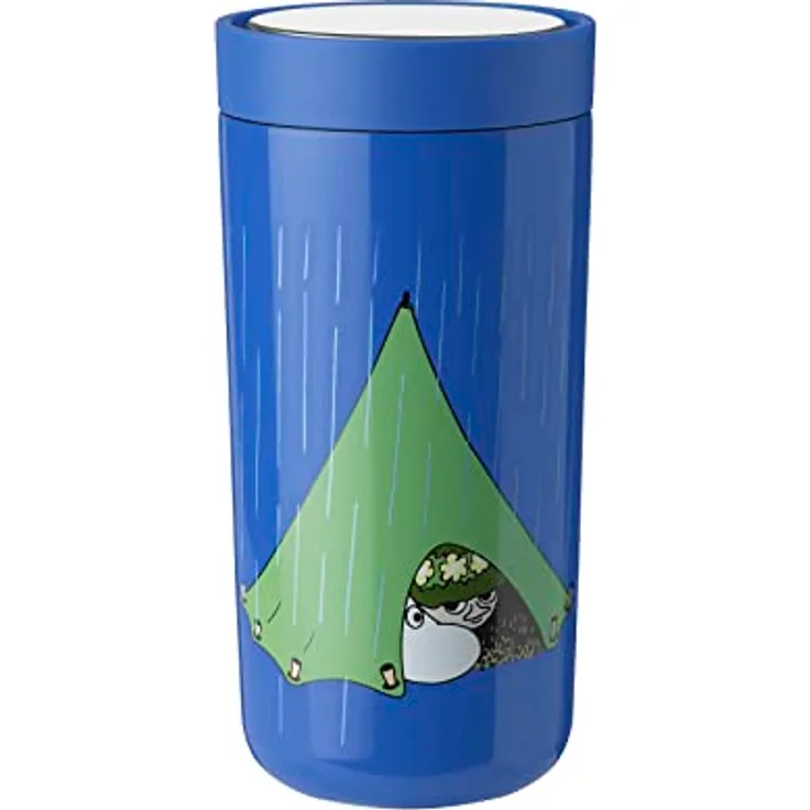 Stelton To-Go Click - Thermobecher, doppelwandige Isolierflasche - Rostfreier, auslaufsicherer Kaffeebecher/Teebecher mit Smart-Click-Deckel - Heiße & kalte Getränke - 0,4 Liter, Moomin Camping