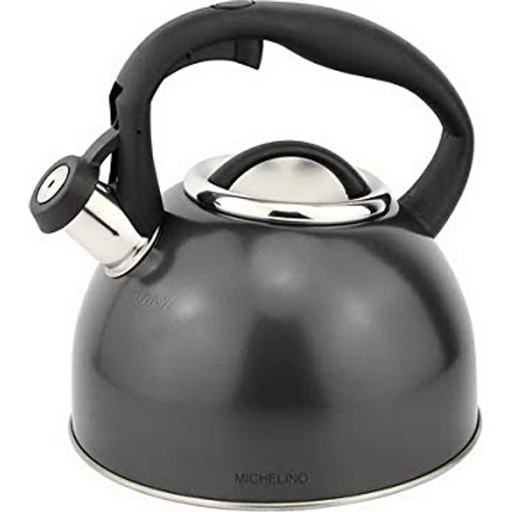 Michelino livemore Vintage Retro Flötenkessel Wasserkessel Pfeifkessel Wasserkocher Teekocher Schwarz