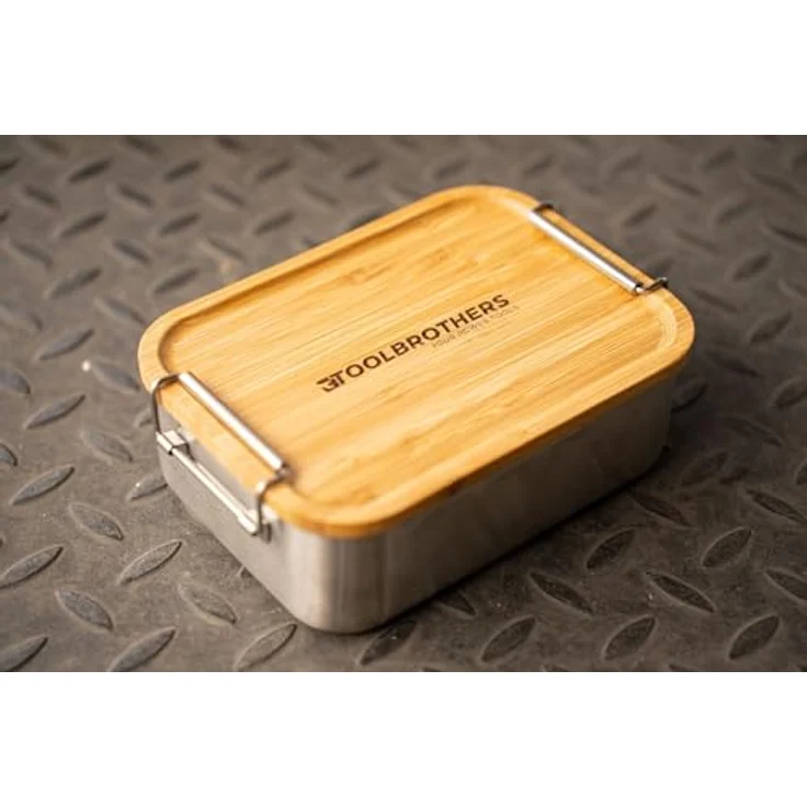 Toolbrothers Fan Edelstahl Brotdose mit 2 Etagen und Bambus Deckel 1340 ml, spülmaschinengeeignet - Lunchboxen & Brotdosen – Bild 4