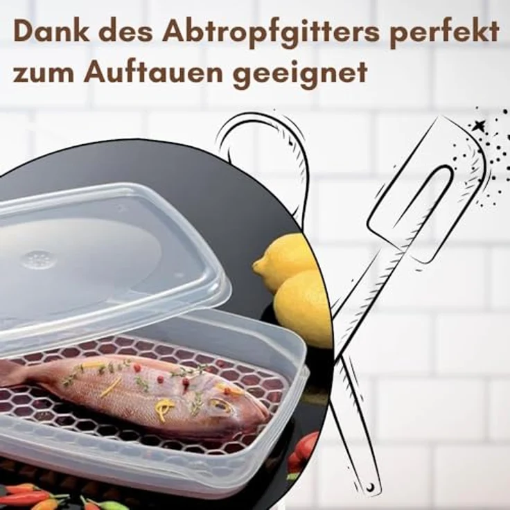 GarPet 4er Set Frischhaltedosen mit Abtropfgitter und Dampfventil, luftdicht, 2,5 L, transparent mit rot/grünem Deckel – Bild 6