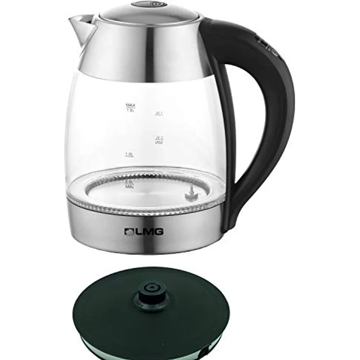 Wasserkocher LED Glas mit Temperatureinstellung Premium, Edelstahl, 2200W -Mit Farbspiel und Warmhaltefunktion, 1.8L Volumen -Mit Sichtfenster, Automatische Abschaltung, 60,70,80,90,100°C – Bild 4