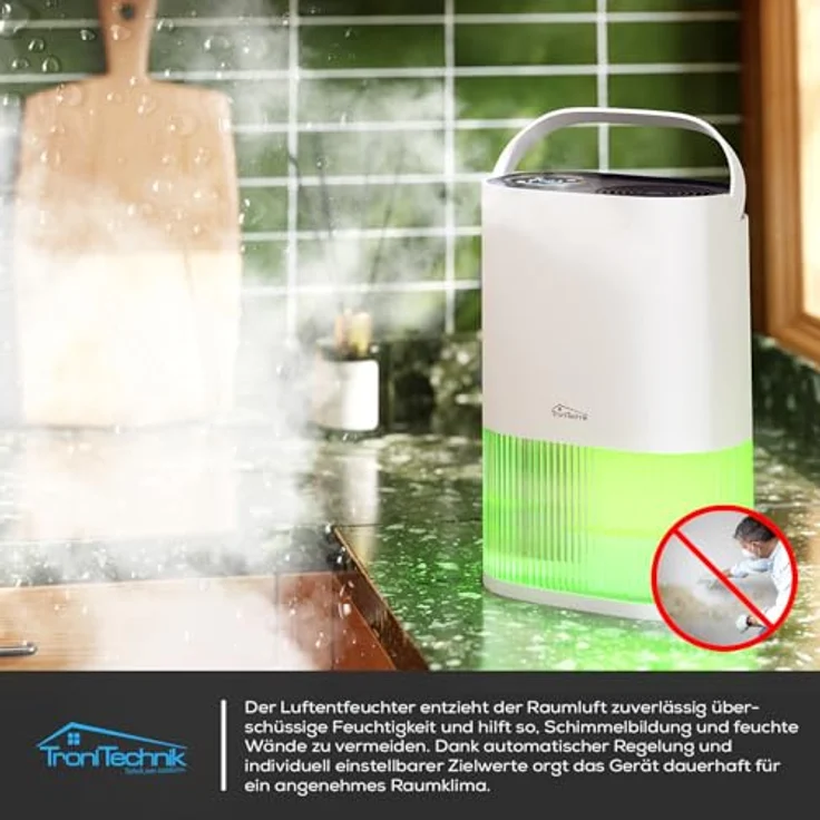 TroniTechnik Luftentfeuchter EF01, 600 ml/24h, leise, 2L Tank, LED Schlafmodus, für Räume bis 20 m² – Bild 3