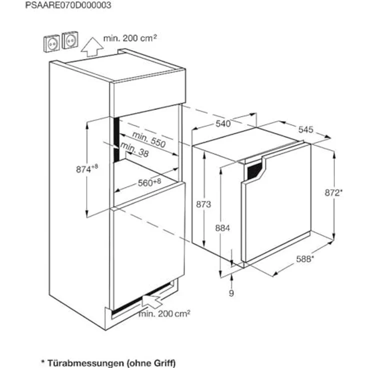 AEG OSF5O881EE Einbaukühlschrank Serie 5000, 124 Liter Gesamtnutzinhalt, 4-Sterne-Gefrierfach, LED-Beleuchtung, weiß – Bild 9