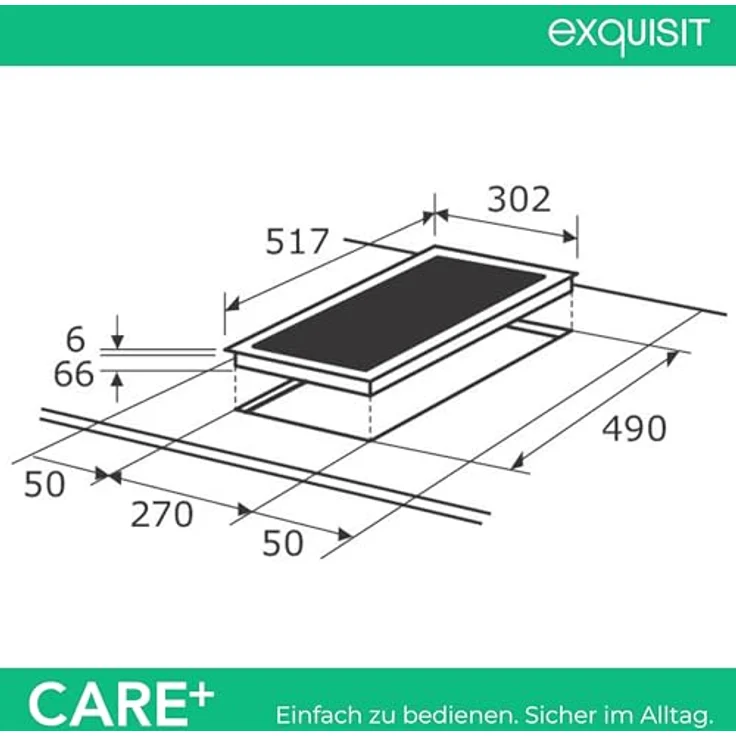Exquisit Glaskeramik-Kochfeld EKC300-RK-420Care, 2 Kochstellen mit Drehknopf Bedienung, Restwärmeanzeige, 11 Leistungsstufen, Schwarz – Bild 8