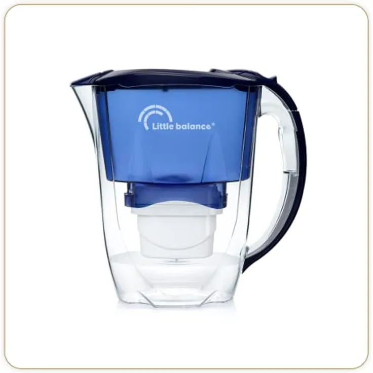 LITTLE BALANCE 8593 Wasserfilterkaraffe Ocean, 2,8 l mit superschnellem Durchfluss, reduziert Mikroplastik, Chlor und Kalk, BPA-freier Kunststoff, blau