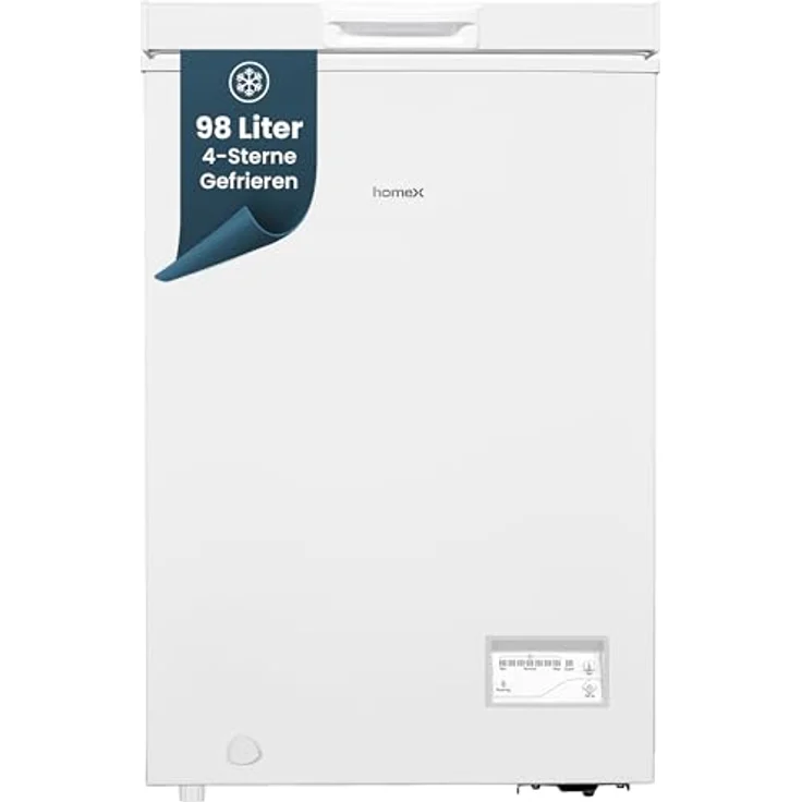 homeX FT0981-W Gefriertruhe, 98 Liter mit 4-Sterne Gefrieren, leise 38 dB, inklusive Ablagekorb – Bild 1