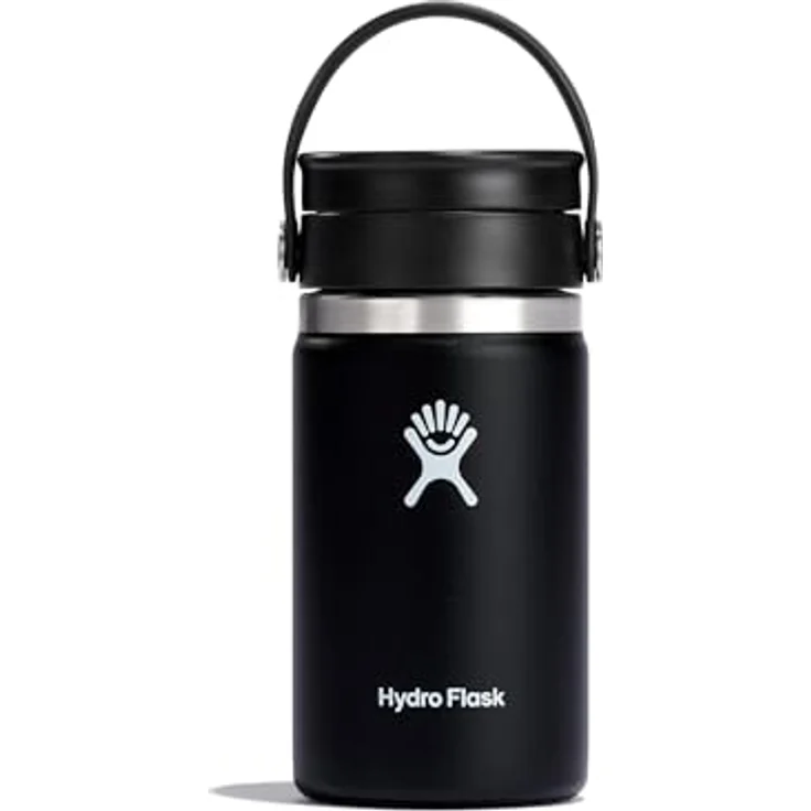 Hydro Flask Reise-Kaffeeflasche , Edelstahl und vakuumisoliert, große Öffnung mit auslaufsicherem Flex Sip-Deckel, schwarz, 354ml (12 oz) – Bild 2