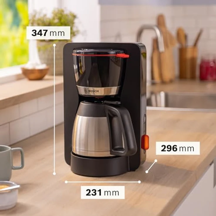 Bosch Filterkaffeemaschine MyMoment TKA6M273,1200 W, Edelstahl-Thermokanne 1 l, für 8-12 Tassen, Aroma intense, Entkalkungsprogramm, Schwarz matt/Edelstahl – Bild 2