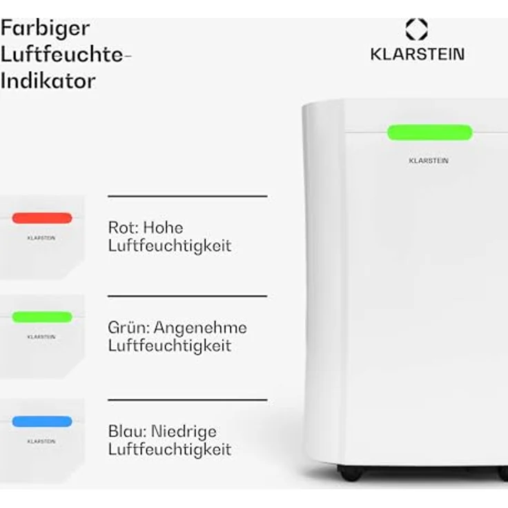 Klarstein AeroDry Smart 12l Luftentfeuchter - Leiser Betrieb, WiFi/App/Alexa Steuerung, 2.5L Tank, LED Display, Carbon Filter, Weiß – Bild 4