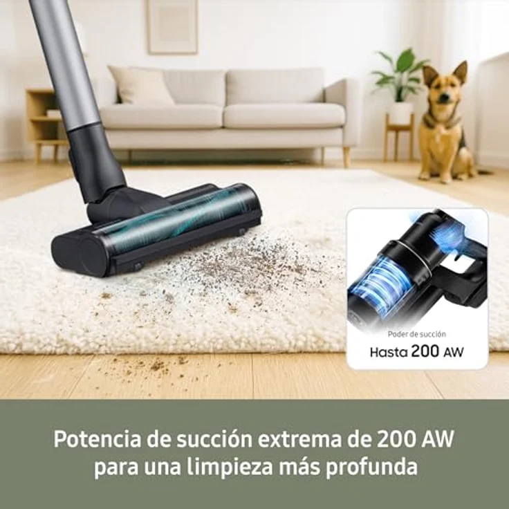 Samsung Cable Jet 75E Pet Staubsauger, 200 W, abnehmbarer Akku, Bürste für Haustiere, 99,999 % Filtersystem, grün – Bild 3