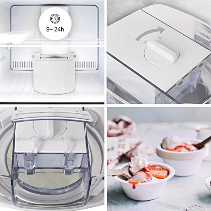 Duronic IM540 Eismaschine für Eiscreme, Sorbet, Frozen Joghurt, Gefrierbehälter 1,5L, weiß – Bild 4