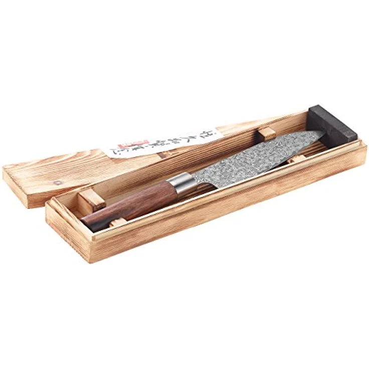 TokioKitchenWare Santoku Damastmesser: Handgefertigtes Marken-Damast-Santokumesser mit 16-cm-Klinge (Santoku Damast, Premium-Messer, Geschenkideen) – Bild 1