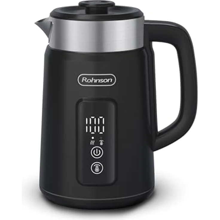Rohnson Wasserkocher R-7800, 1.5L Edelstahl, Doppelwand-Design, digitales LED-Display, 6 Temperaturstufen, 360° Drehbasis, Warmhaltefunktion, automatische Abschaltung, abnehmbarer Deckel, verstecktes Heizelement – Bild 1
