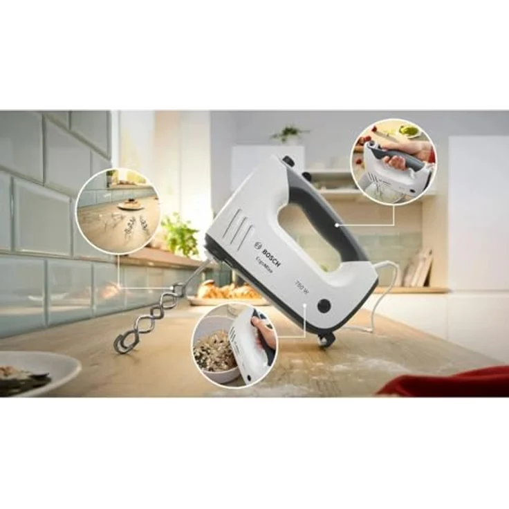 BOSCH Handmixer Bosch MFQ37400 Handrührer ErgoMixx 750W, weiß, grau - 5 Geschwindigkeitsstufen, Soft Touch, spülmaschinengeeignet – Bild 2