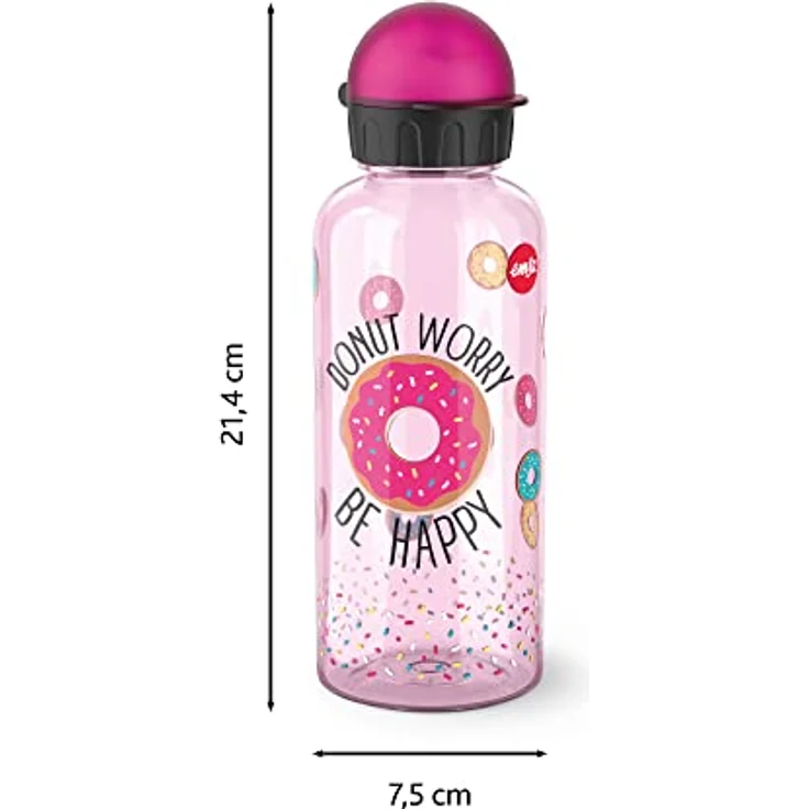Emsa N30607 Teens Tritan Trinkflasche | Fassungsvermögen: 0,6 Liter | 100% sicher/praktisch/hygienisch/dicht/unbedenklich | cleverer Trinkverschluss | robust | Design: Donut – Bild 3
