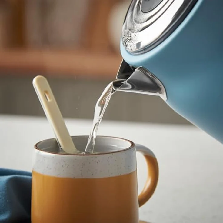 Russell Hobbs Hanley Wasserkocher 1,7L, 2400W, Retro Blau, Edelstahl, Perfect Pour Ausgusstülle, Wasserstandsanzeige, 360° Sockel, energiesparend, Modell 28641-70 – Bild 4