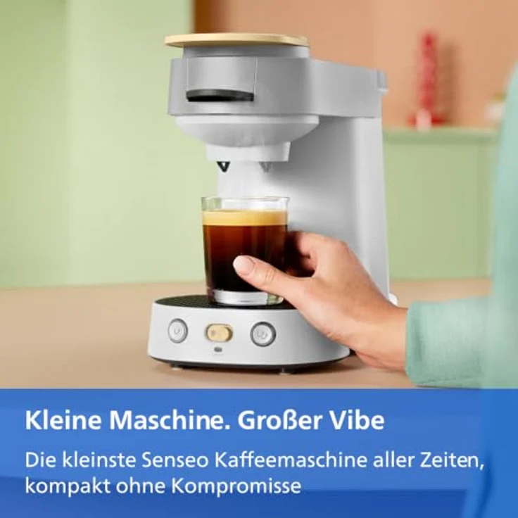 PHILIPS SENSEO® Vibe CSA225/50, Kaffeepadmaschine mit 2-Tassen-Funktion, individueller Kaffeestärke, 0.9L Wassertank, Hellgrau/Hellgelb – Bild 3