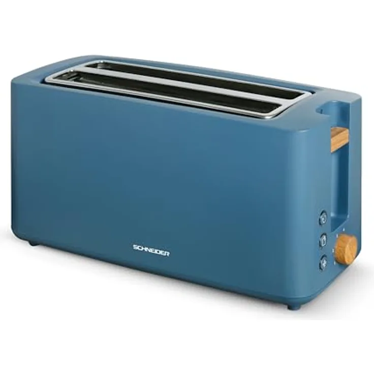 SCHNEIDER Fjord Line Toaster mit 1550 Watt, besonders lange Schlitzen, variable Bräunungssteuerung in 6 Stufen, Auftau-, Aufwärm- und Stop-Funktion, ausziehbare Krümelschublade, petrol blau