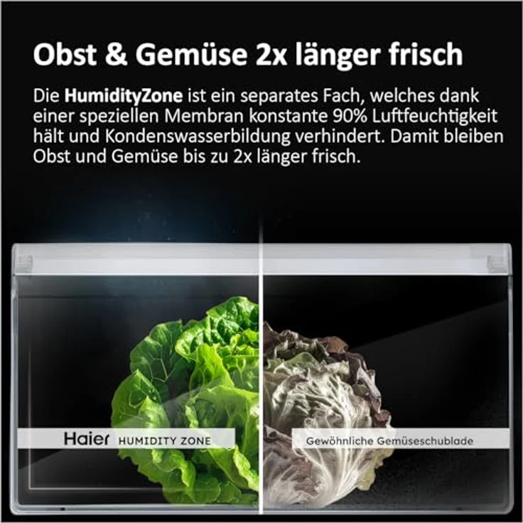HAIER HDPR1620ANPK 2D 60 Series 1 Kühlgefrierkombination, 409 l, Inox, Inverter-Kompressor, Total No Frost System, Humidity Zone – Bild 5