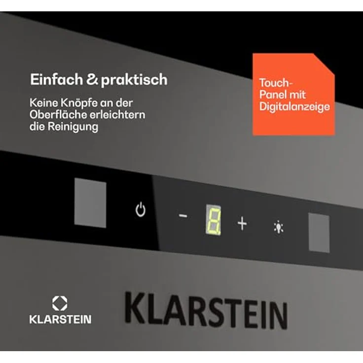 Klarstein Dunstabzugshaube 72cm, Abluft/Umluft-Dunstabzugshaube mit Filter, LED-Beleuchtung, Timer & Touch-Bedienfeld, Leise Einbau-Abzugshaube mit 439 m³/h Luftstrom, Edelstahl-Dunstabzug – Bild 5