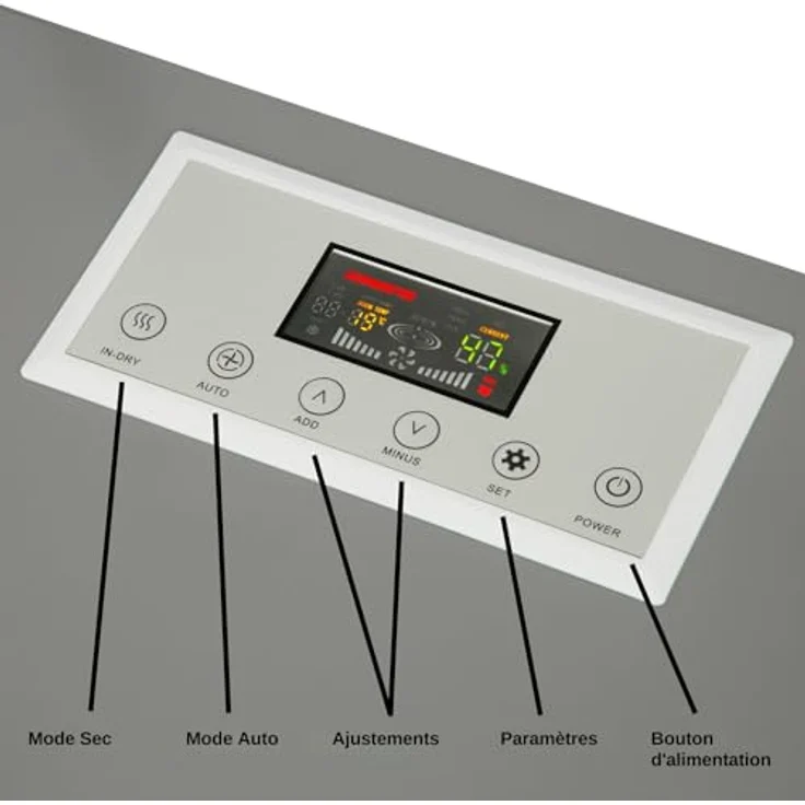 EBERTH Bautrockner Gewerbe-Luftentfeuchter Bau-Entfeuchter, Leistung 50L / Tag, einstellbar von 20% - 90% RH, Raum-Trockner in schwarz – Bild 5