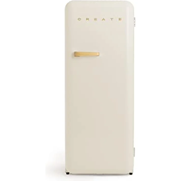 CREATE RETRO FRIDGE 150 WOOD, Kühlschrank mit Gefrierfach 281L in Cremeweiß, 3 Ablagen, niedriger Energieverbrauch, 150cm, Temperaturregelung – Bild 1