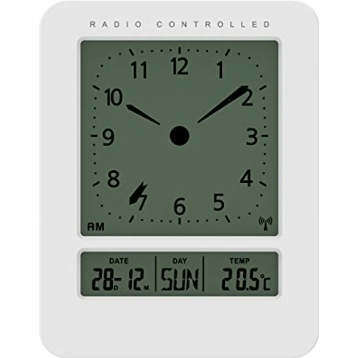 Technoline Funkwecker WT 745, Digitalwecker mit Innentemperaturanzeige, Datum und Wochentag, Hochglanz-weiß