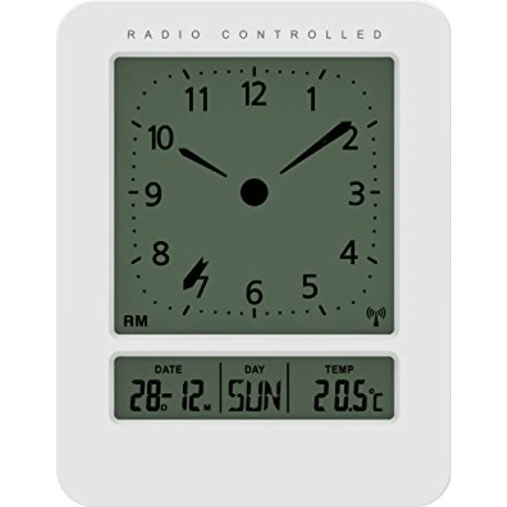Technoline Funkwecker WT 745, Digitalwecker mit Innentemperaturanzeige, Datum und Wochentag, Hochglanz-weiß – Bild 1