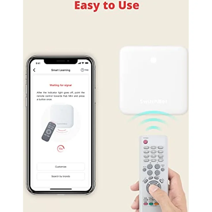 SwitchBot Hub Mini, Smart Fernbedienung mit IR-Sendersystem, WLAN-Klimaanlagensteuerung, kompatibel mit Alexa, Google Home, Siri, IFTTT, weiß – Bild 2