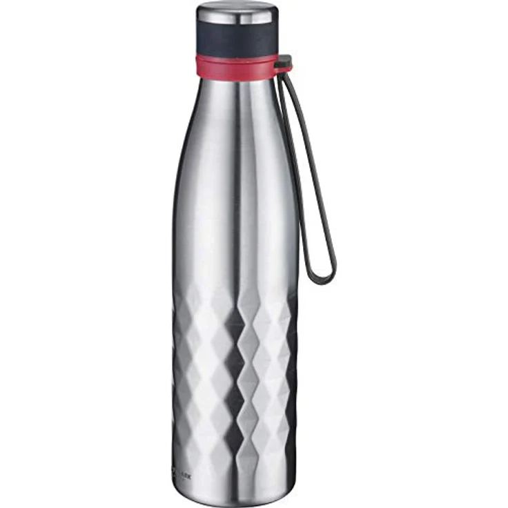 Westmark Isolier--Thermo-Trinkflasche, hält 8 Std. warm-kalt, kohlensäurefest, 700 ml, Rostfreier Edelstahl-Silikon-Kunststoff, BPA-frei, Viva, Silber-Rot, 5283226S – Bild 2