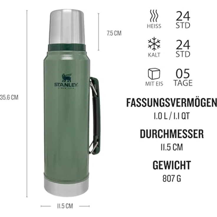 Stanley Classic Legendary Bottle 1.1 QT 1 Liter - die legendäre Edelstahl Thermoskanne - 66830 – Bild 2