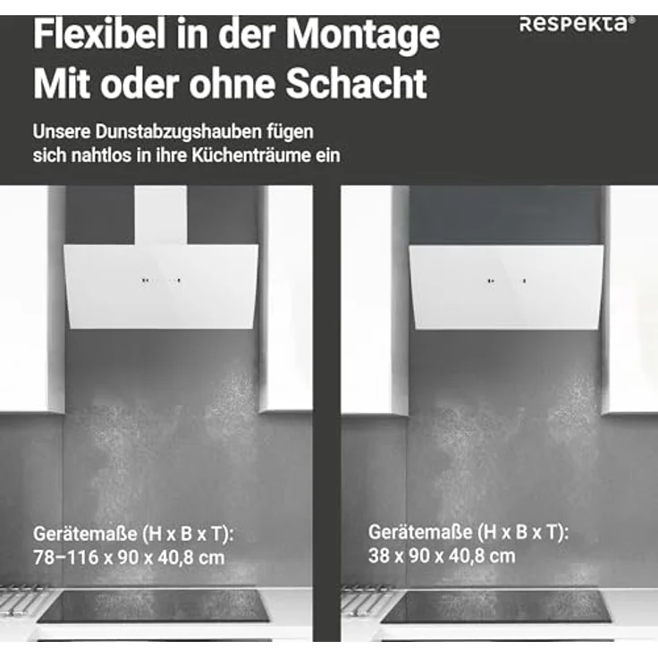 Respekta CH99090WA Kopffreihaube, Wandmontage, weiß – Bild 8