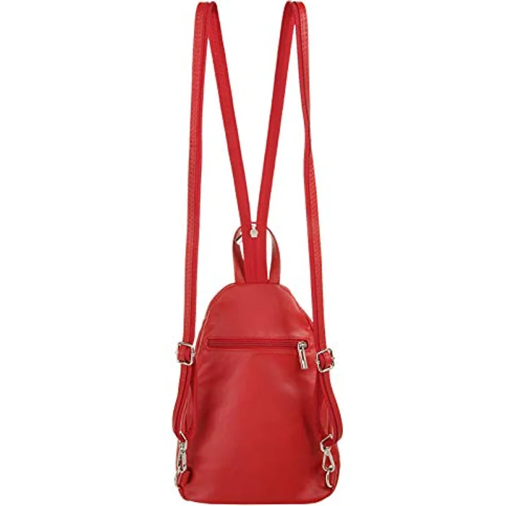 Samantha Look Cityrucksack, echt Leder, Made in Italy, kompaktes Format, trendiger Karabiner, grün – Bild 6