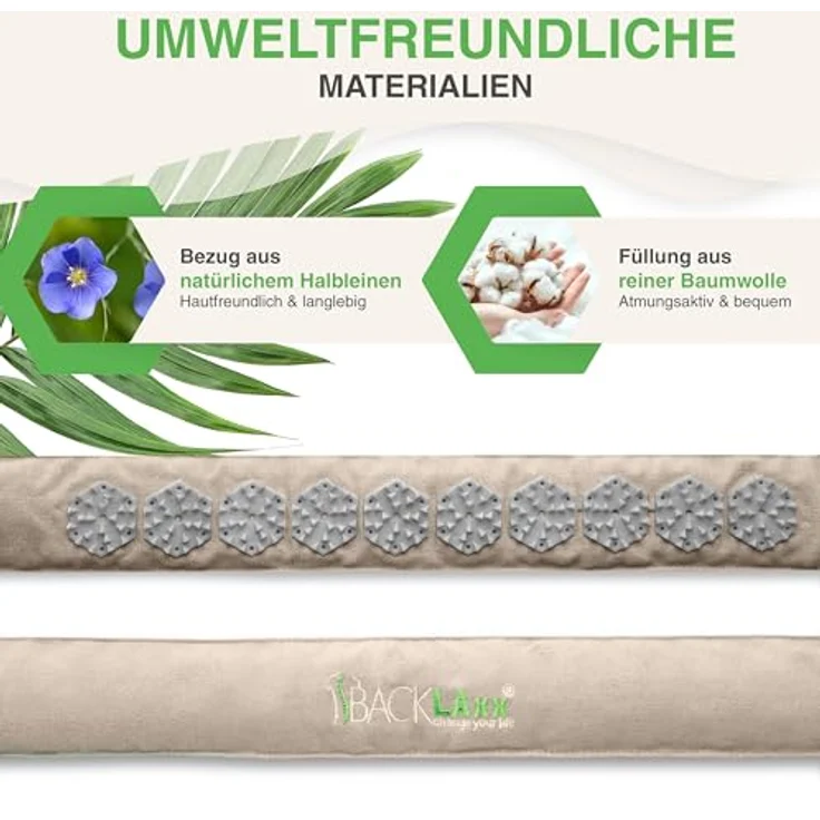 BACKLAxx® Massagegerät Akupressur Stirnband, Kopfband, Kopfmassagegerät mit Tasche zur Kopfmassage, Intensitätsregulierung durch Klettverschluss - Umweltfreundliches Halbleinen, 230 Spitzen, erholsame Kopfmassage – Bild 4
