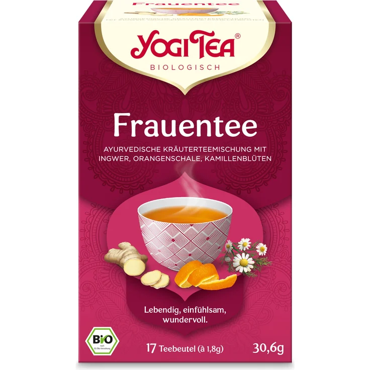 YOGI TEA Frauen Tee Bio, Kräutertee mit Ingwer, Orangenschalen, Zimt und Fenchel, 17 Filterbeutel à 1,8 g