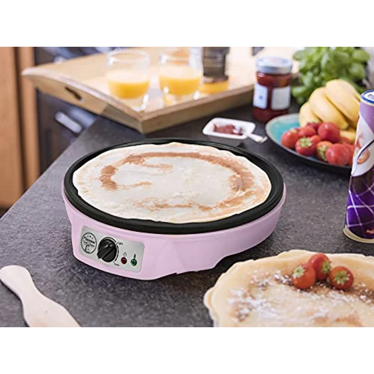 Bestron ASW602P Crêpes Maker, im Retro Design, 1000W, Ø 30 cm, antihaftbeschichtet, inkl. Teigverteiler, rosa – Bild 5