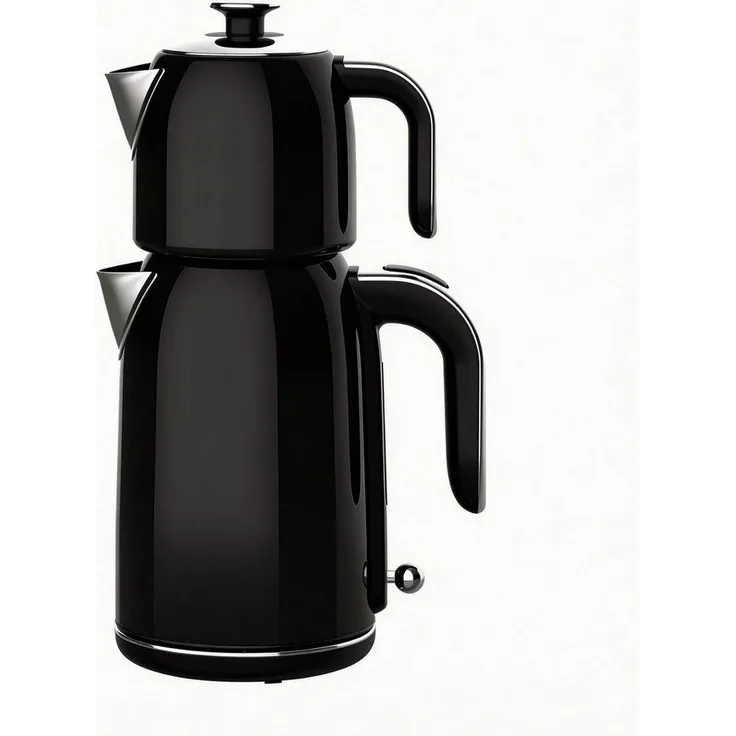 Mulex Wasserkocher Tee-Express Edelstahl schwarz, 1,7 l, 2200 W, mit Warmhaltemodus und 2tlg. Gläser Set DUO large