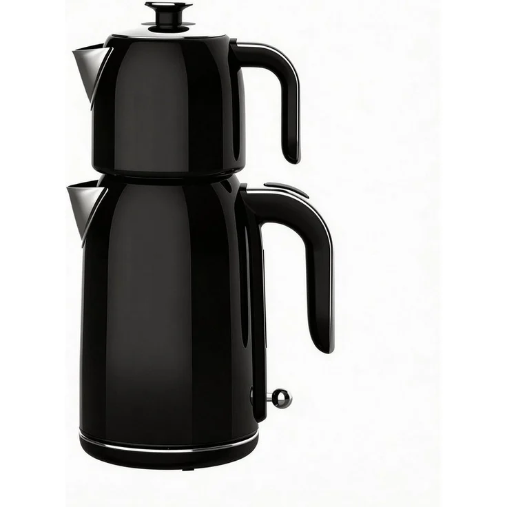 Mulex Wasserkocher Tee-Express Edelstahl schwarz, 1,7 l, 2200 W, mit Warmhaltemodus und 2tlg. Gläser Set DUO large