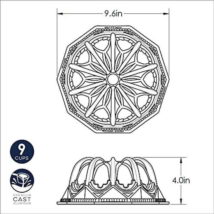 NordicWare Backform-Kuchenform-Motivbackform-Kuppel, Aluminium, Silber, 24 x 24 x 10,2 cm – Bild 7