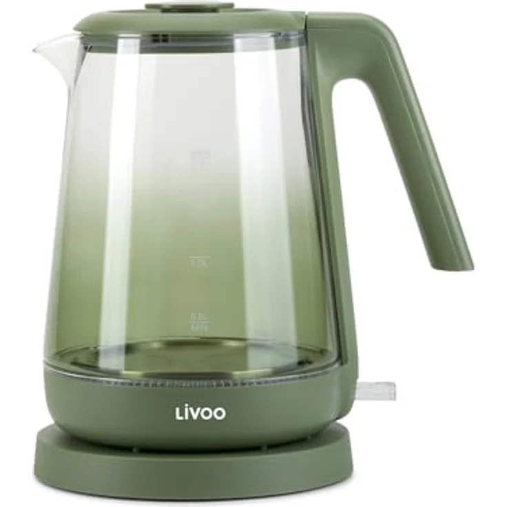 Livoo DOD216V Wasserkocher aus Glas, 1,7 l, 1850-2200 W, mit blauer Hintergrundbeleuchtung und Kalkfilter – Bild 1
