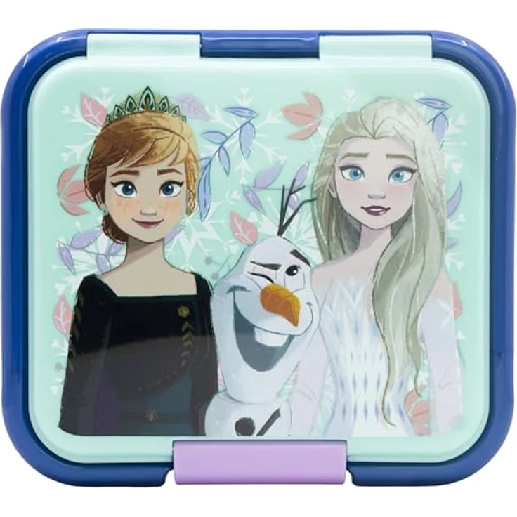 Disney Frozen Lunchbox, Brotdose mit 3 Fächern für Mädchen, Anna & Elsa Design, Kunststoff, 18 x 6,2 x 16 cm – Bild 2