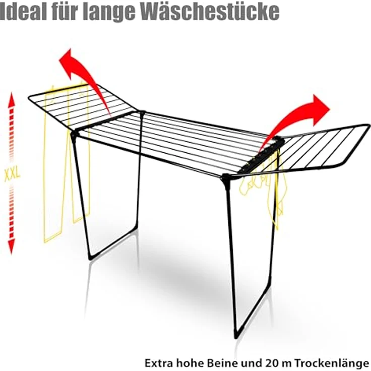 BigDean Wäscheständer 20m extra hoch & Dicke Leinen - Wäschetrockner Made in Europe, edles Schwarz – Bild 2