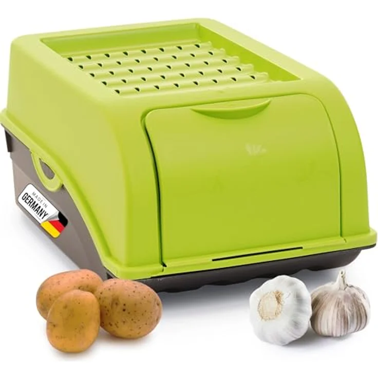 Novaliv Kartoffel Aufbewahrungsbox klein 3,5L, grün, stapelbare Zwiebelbox mit Luftzirkulation für optimale Frische – Bild 1