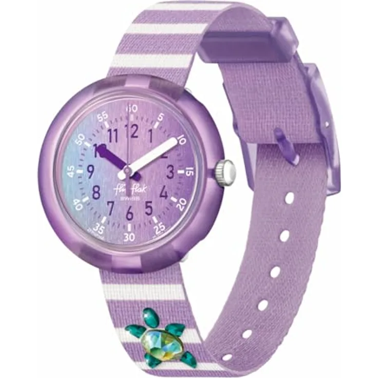 Flik Flak SHINING TURTLE Armbanduhr, Violett, Bio-basierter Kunststoff, Quarz Uhrwerk, 3 Bar Wasserdicht